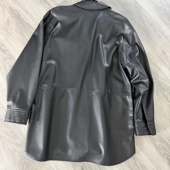 Zara Black Faux Leather Shirt Jacket - Picture 5 of 5